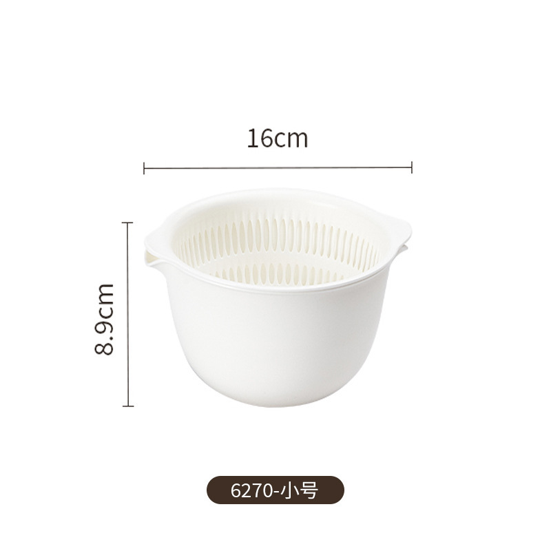 Picture of Japanese-style Double-layer Plastic Vegetable Washing Basin Creative Fruit Basket Fruit Plate Kitchen Vegetable Washing Rice Washing Basket Drain Basket Drip Basin