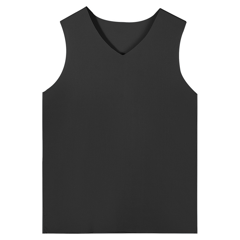 Picture of Ice Silk Traceless Vest Men's Summer Thin Inner Wear Solid Color Sports Waistcoat Base Quick-drying Fitness Hurdle Sweatshirt