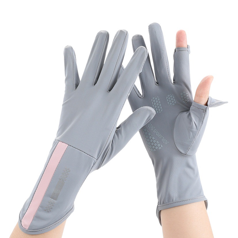 Sunscreen Ice Silk Gloves Women's Finger Leakage Thin Summer Non-slip Breathable Touch Screen for Driving Outdoor Riding UV Protection