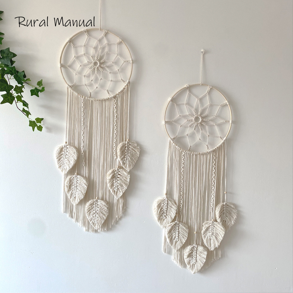 Picture of Nordic Leaf Dream Catcher Hand-woven Tapestry Homestay Home Background Wall Decoration Wall Hanging Amazon Supply