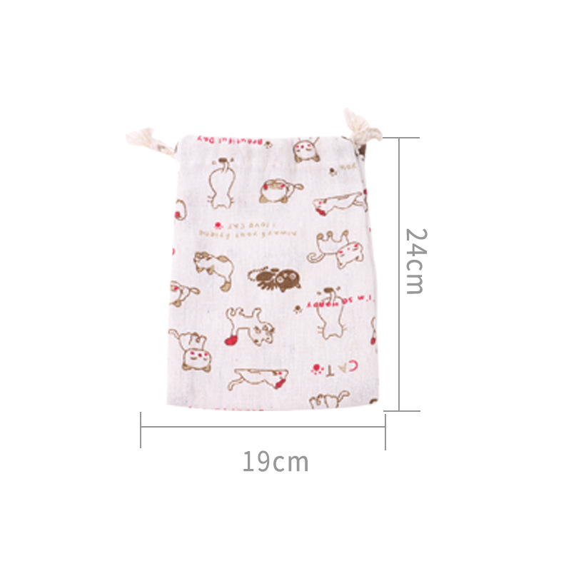 Picture of Printed cotton drawstring bag small bag home travel sundries storage bag Christmas gift packaging bag in stock