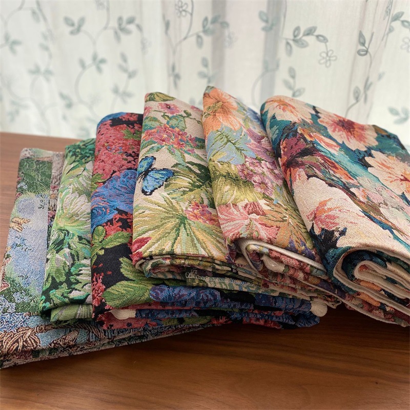 2024 new high precision jacquard fabric DIY oil painting style flower skirt chest wrap clothing bags tablecloth fabric