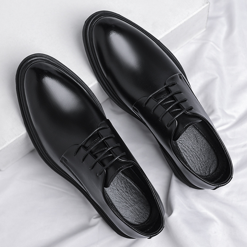 Leather shoes men's autumn business formal British men's shoes commuter wind low black with suit leather shoes a generation of hair