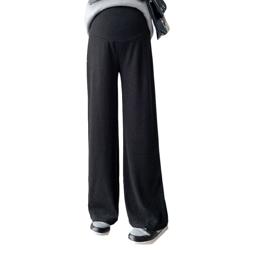 Pregnant women's pants autumn and winter new wide-leg pants towel cashmere pants outer wear slimming high waist pregnant women straight trousers