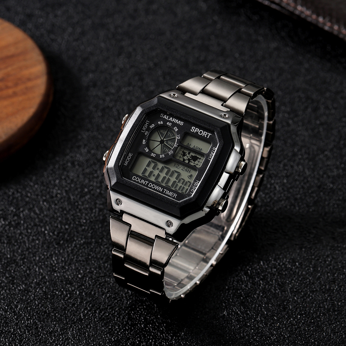 Picture of Foreign Trade Men's Watch Fashion Led Luminous Student Digital Watch Square Watch Steel Band Watch Men's Digital Watch Wholesale
