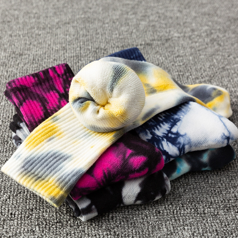 Picture of Tie-dyed Long Socks Men's Autumn and Winter Mid-length Socks Ins Trendy Pure Cotton Autumn Basketball Towel Socks Thickened Women's High-top Long Socks