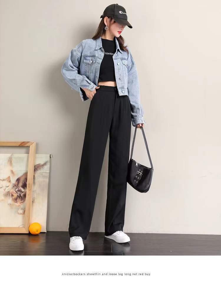 Picture of New wide-leg pants women's high waist 20 black suit autumn draping 23 casual pants chubby girl straight pants fashion