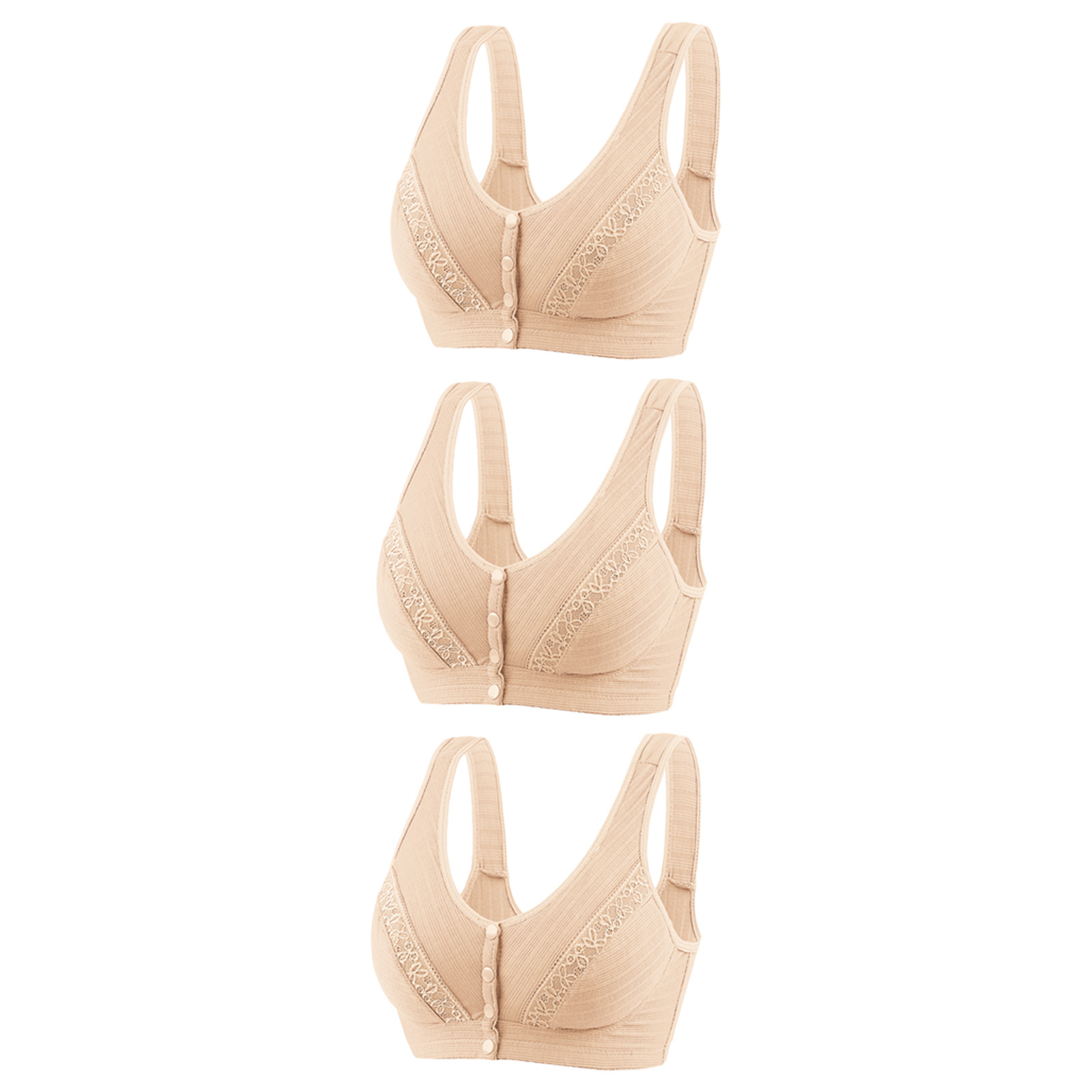 Picture of Cross-border front buckle lace edge plus size sexy mom bra middle-aged and elderly wireless breathable thin cotton bra bra for women