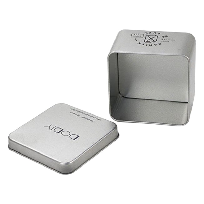 in stock Square Tinplate Box Custom Metal Packaging Tea Cans silver Electronic Products Watch Iron Box Packaging