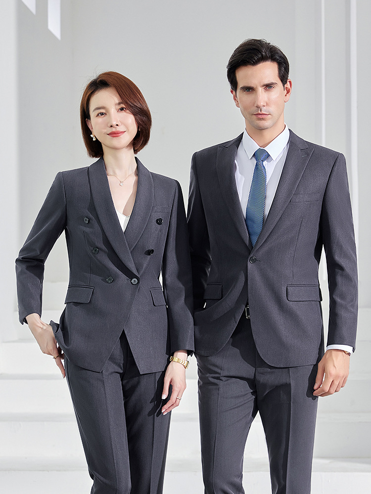 Gray Suit Business Dress Shirt Vest Suit Men's and Women's Business Wear Tooling 4S Shop Work Clothes Uniform