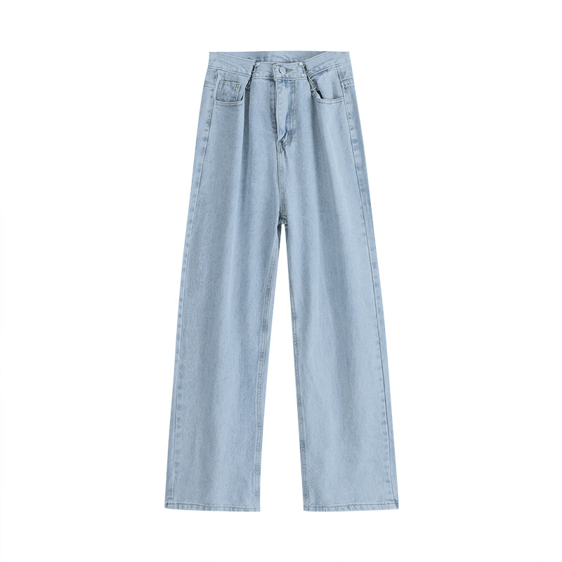 Picture of High Waist White Jeans Women's Autumn 2024 New Loose Wide Leg Pants Pink Straight Pants Ins