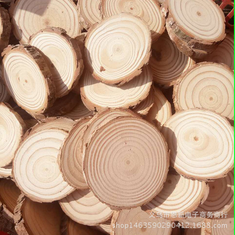 Picture of Round Wood Chips DIY Handmade Double-Sided Polished Zakka Wood Chips Decorative Logo Photography Props Christmas Round Wood Chips
