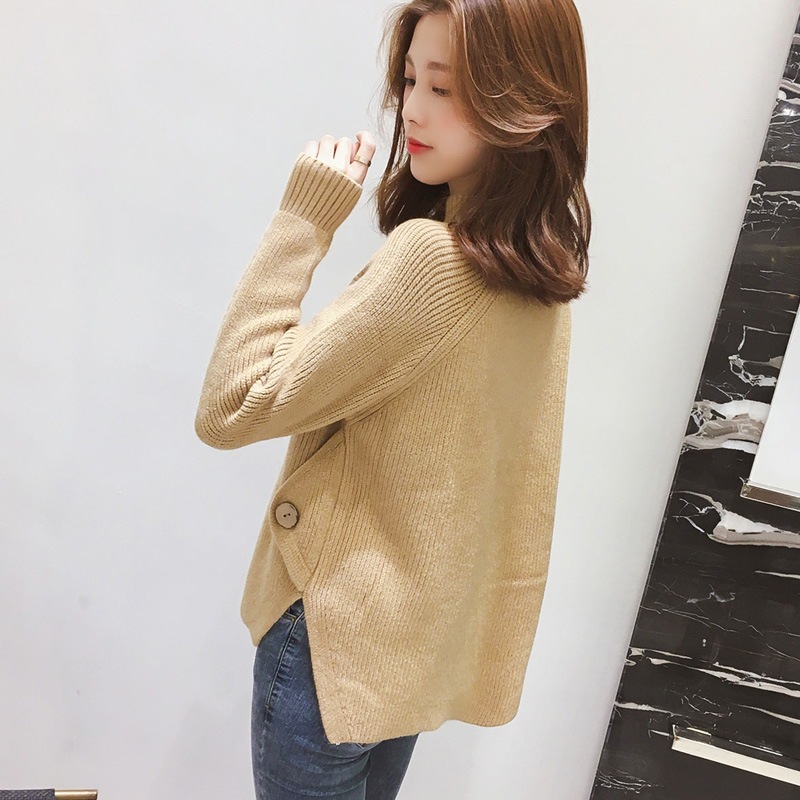 Picture of Autumn and Winter 2024 New Women's Half Turtleneck Sweater Women's Pullover Loose Korean Style Knitted Bottoming Shirt Outer Top