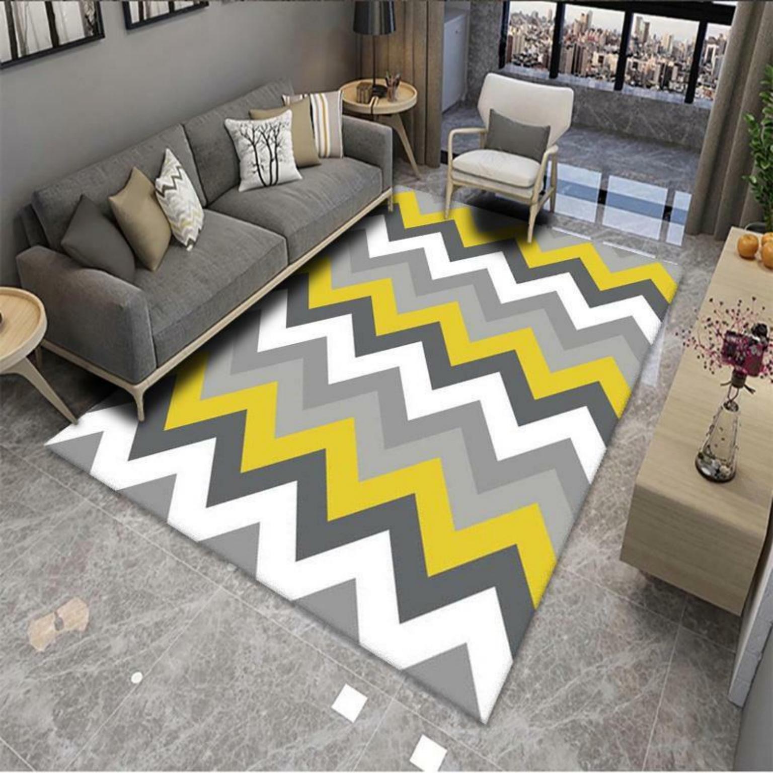 Picture of Modern Simple Living Room Carpet Geometric Pattern Home Study Sofa Printing and Dyeing Carpet Homestay Hotel Carpet Floor Mat