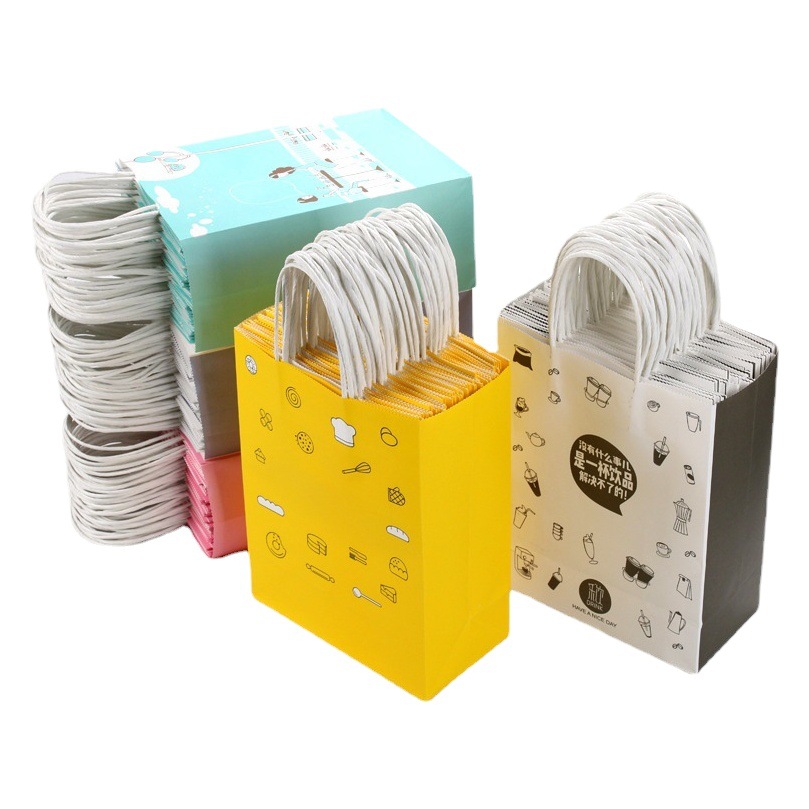 Smiley takeaway Kraft paper bag custom small batch baking bread dessert packaging portable paper bag custom wholesale