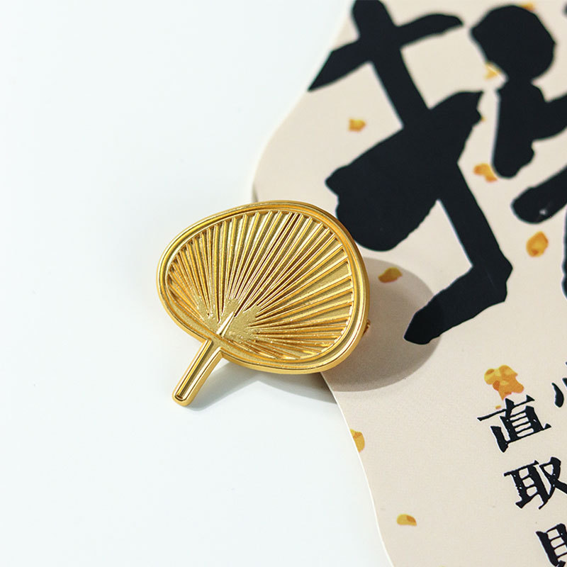 Factory Supply Fog Plain Gold Pu Fan Mid-Autumn Festival Packaging Accessories Small Fan Moon Cake Gift Box Pin Accessories