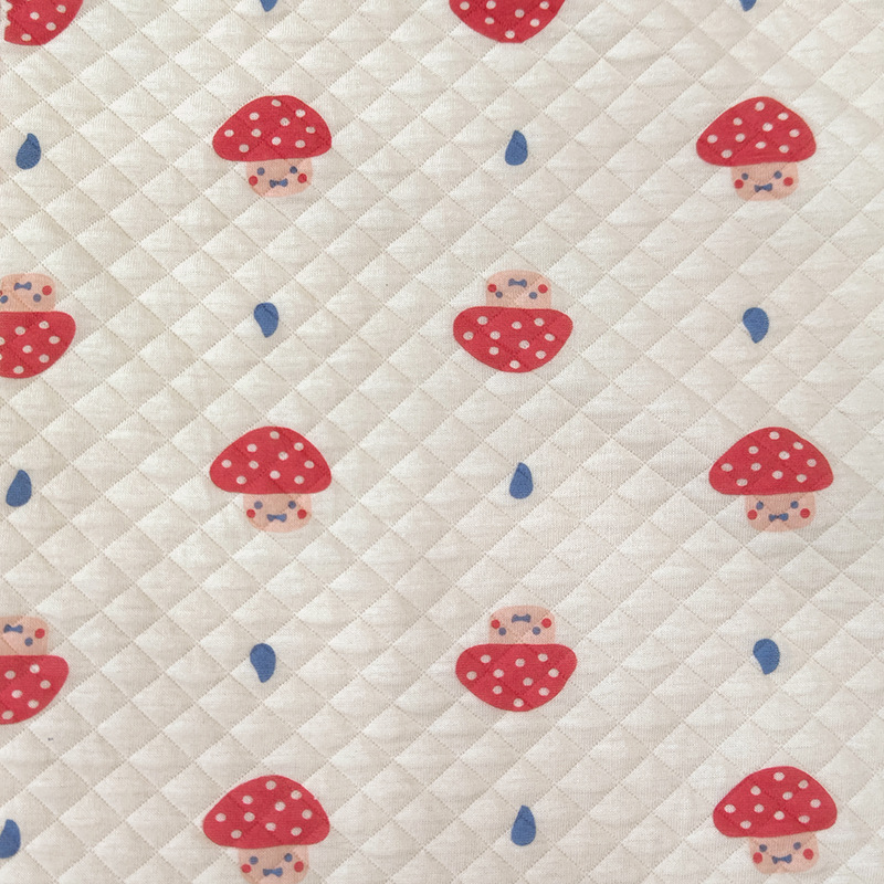 Picture of Original White Diamond Lattice Jacquard Air Layer Printed Baby Quilted Fabric Baby Jumpsuit Sleeping Bag Quilted Fabric