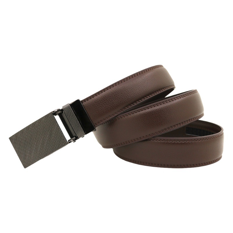 Picture of Japanese and Korean men's automatic buckle belt reverse pull buckle two-layer cowhide leather belt business Foreign Trade factory wholesale