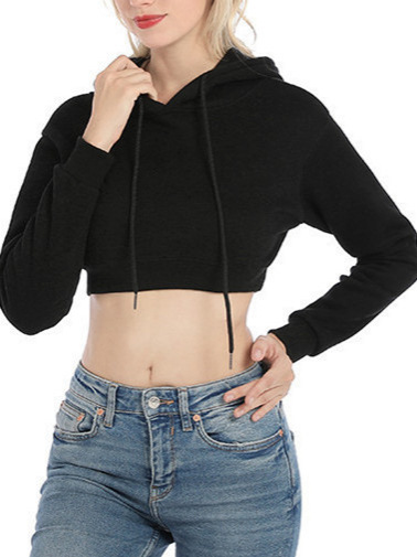 European and American Women's Wear Foreign Trade Cross-border Amazon wish Independent Station Autumn and Winter Casual Short Navel Hooded Women's Wear