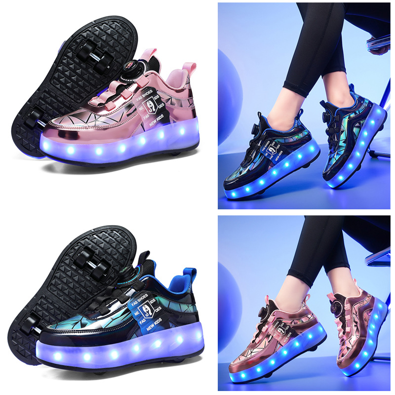 New heywalk shoes for boys and girls teenagers and students sports roller shoes invisible stowable walking skating luminous shoes