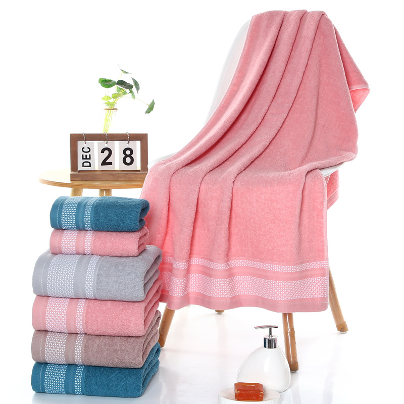 Picture of Manufacturer's Jacquard Bath Towel Pure Cotton Wholesale Household a Pure Color Absorbent Lint-Free Soft Enlarged Towel Pure Cotton Bath Towel