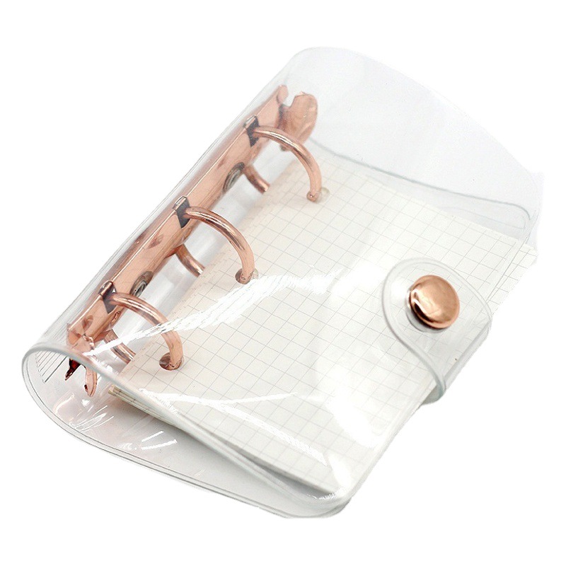 Korean mini 3 hole loose-leaf PVC transparent shell mini girl heart hand Ledger portable coil binder inner page