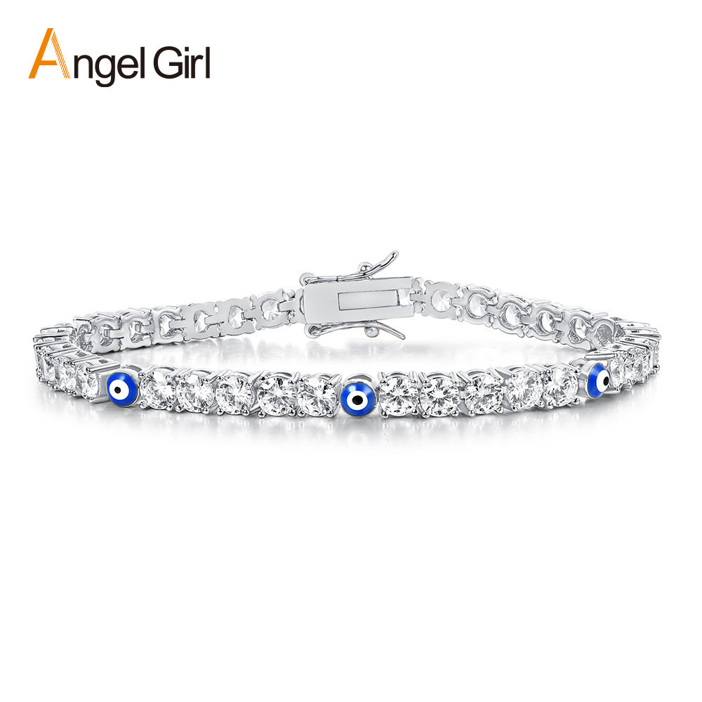 Cross-border Amazon for explosions 3mm4mm zircon rubber tennis bracelet devil's eye eye jewelry wholesale