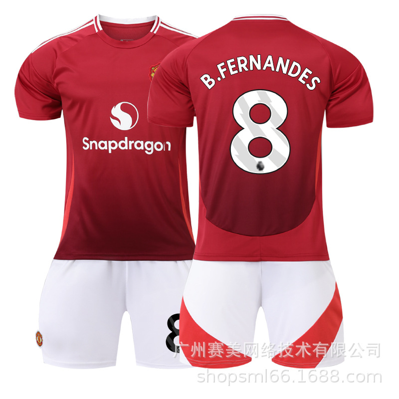 Picture of 2425 Red Devils main jersey suit 10 Rashford 17 Garnacho 37 Menou B Fermount children's football uniform