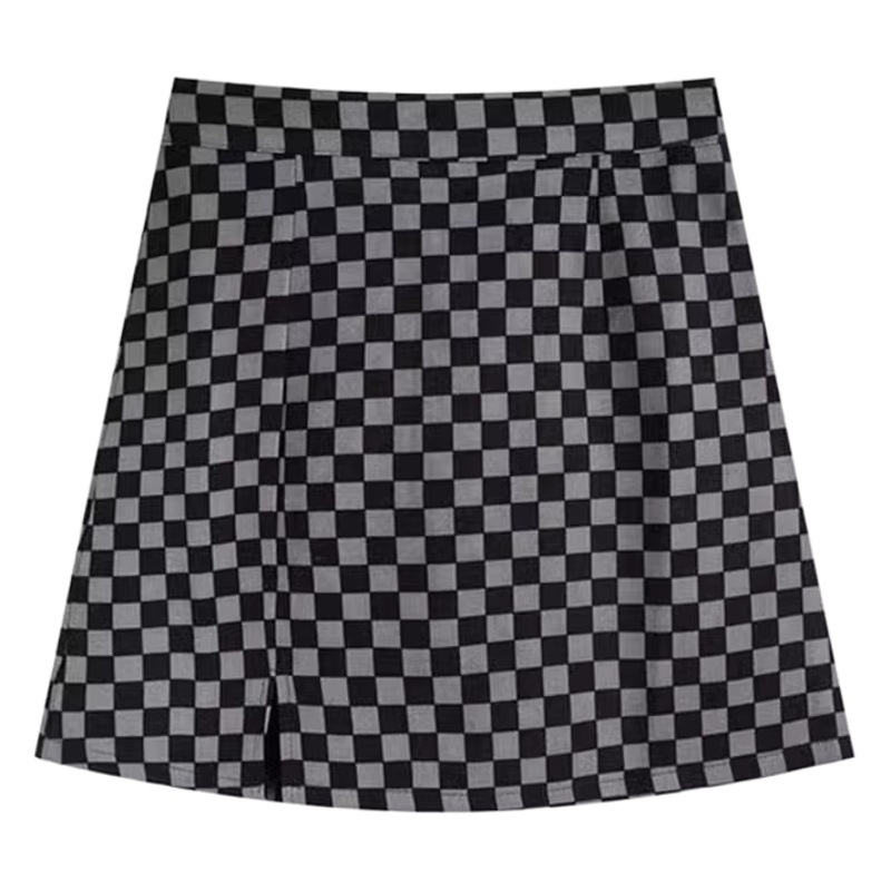 Skirt Women's Small Elegant A- line Skirt 2024 Spring New Design Chessboard High Waist Hip Skirt