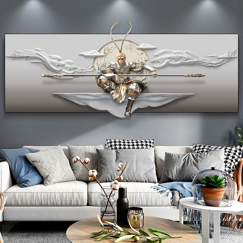 Picture of Three-dimensional relief painting living room decorative painting Monkey King Monkey King painting sofa background wall mural painting