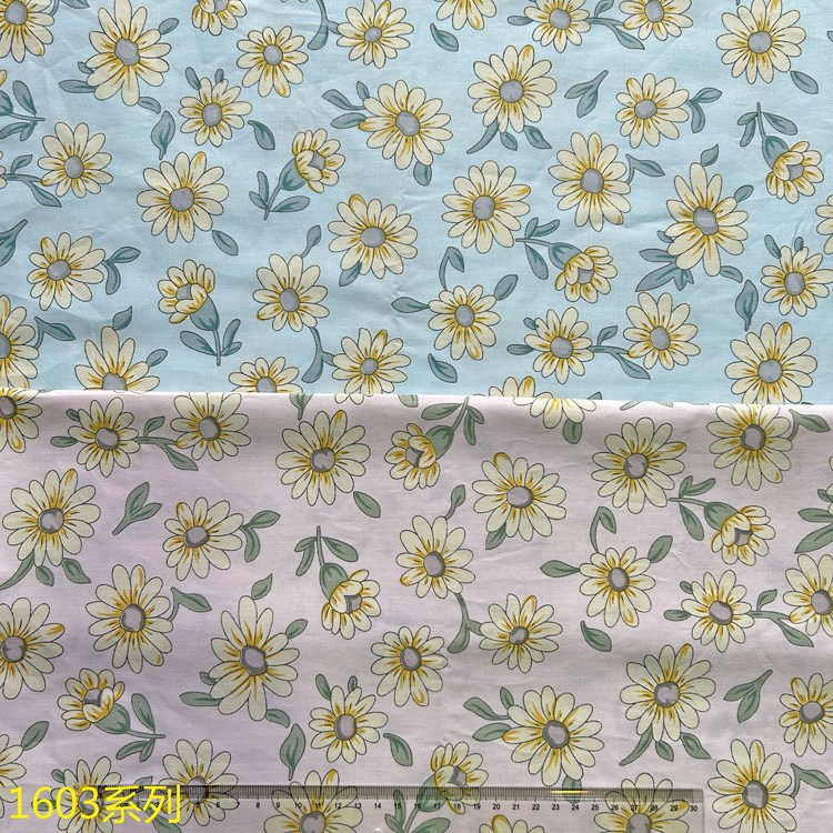 Daisy Printed Cotton Twill Fabric 1.6m Wide Twill Pure Cotton Bedding Fabric Wholesale and Various Styles