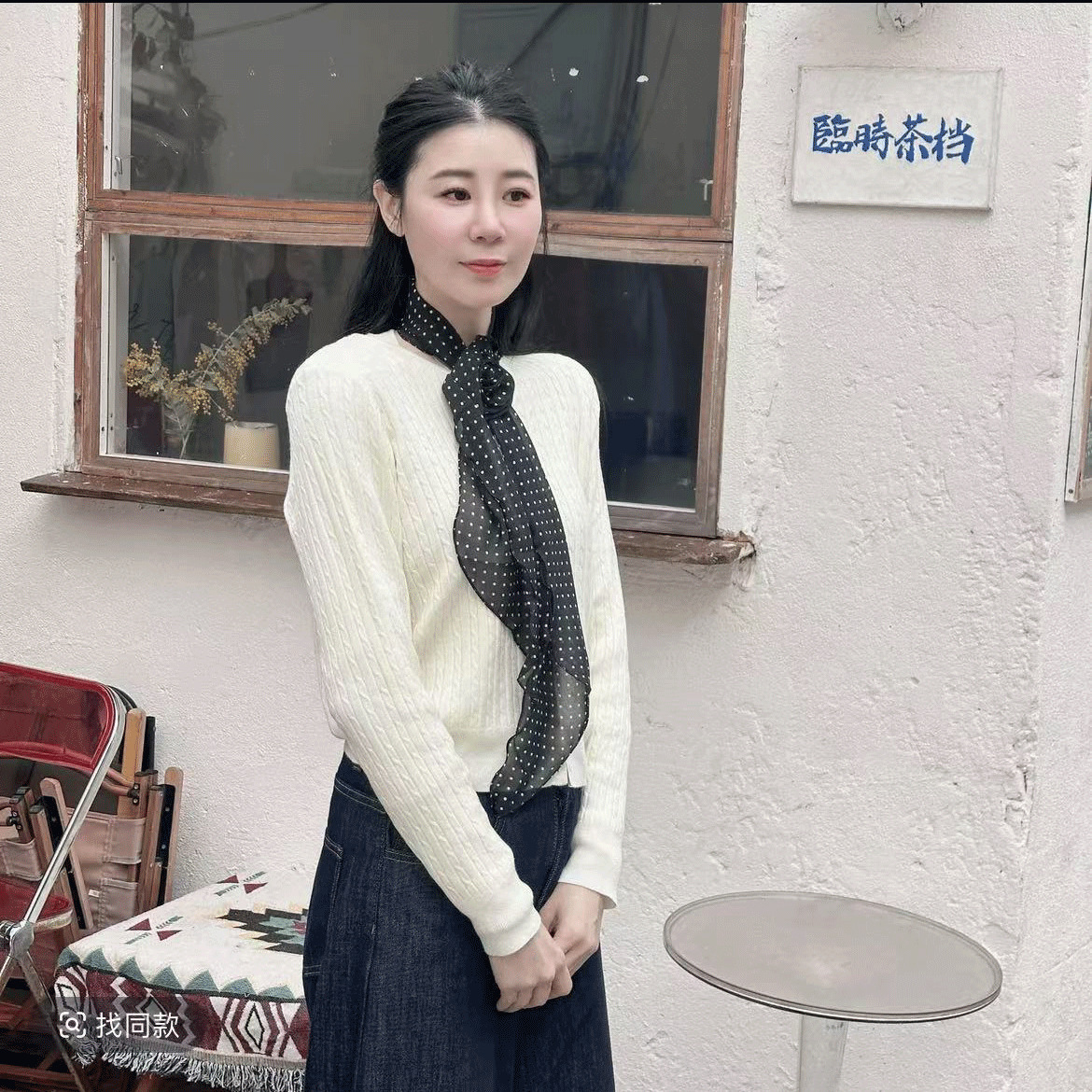 Picture of Long Poll Dot Scarf Women's Spring and Autumn Summer New All-match Three-dimensional Rose Scarf Ribbon Thin Narrow High-end Fashionable