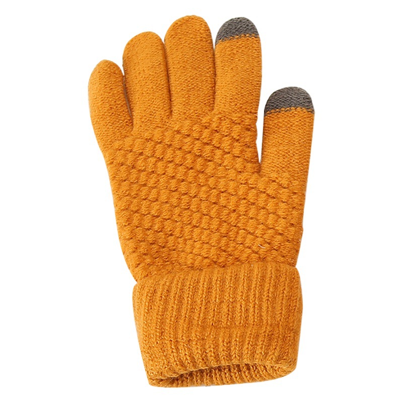 Touch Screen Gloves Winter Women's Velvet Thickened Cotton Warm Cold-proof Riding Wool Pineapple Gloves Autumn and Winter Men's