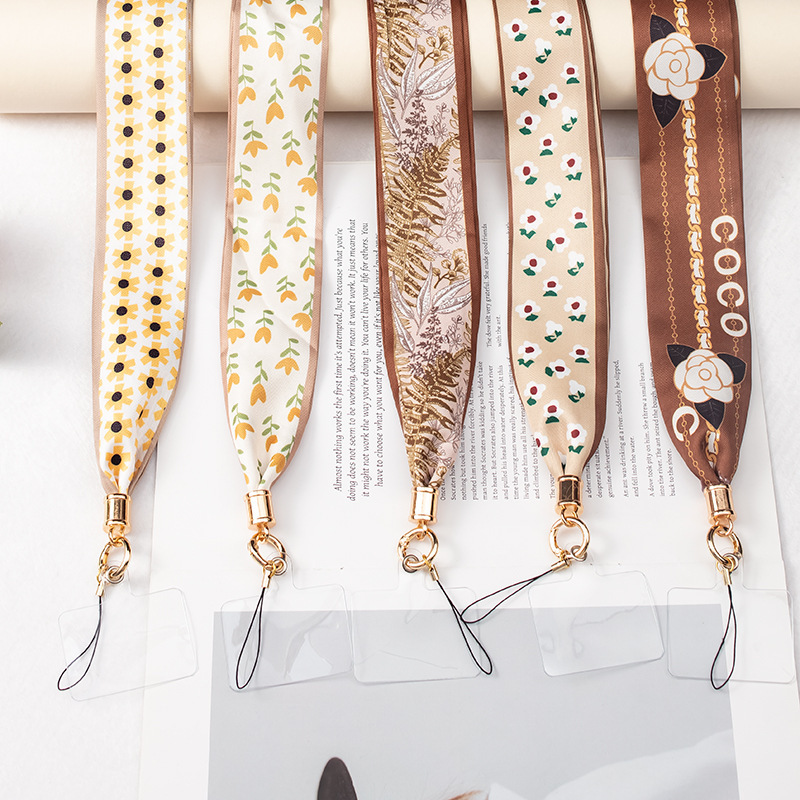Universal Mobile Phone Lanyard Hanging Neck Mobile Phone Case Chain Work Badge Pendant Detachable Fashionable Long Silks and Satins Hanging Chain