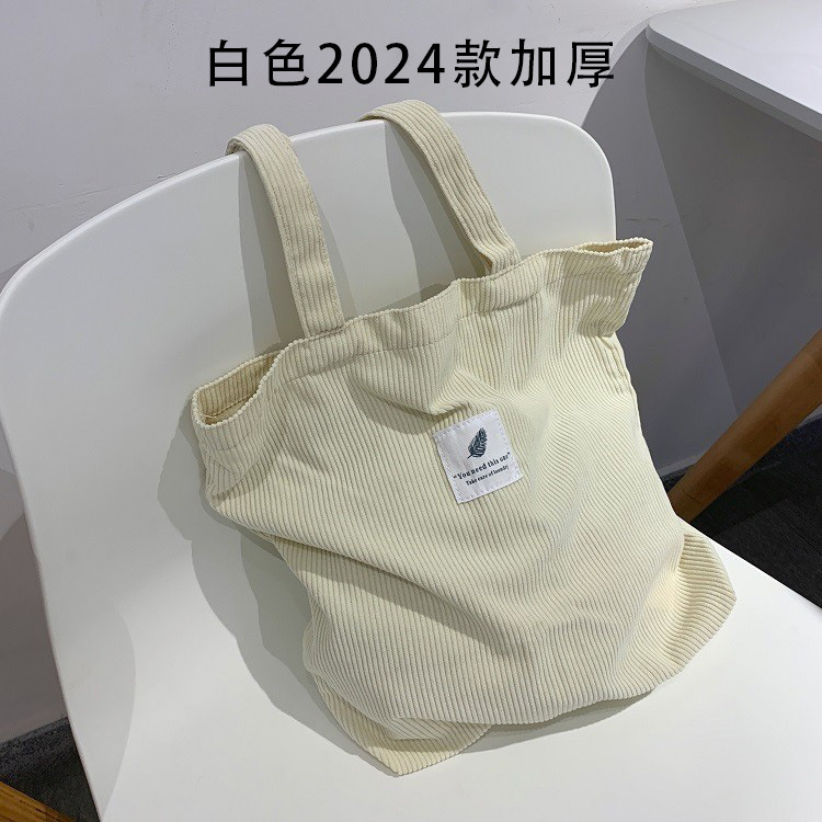 Picture of Spot Corduroy Shoulder Bag Baita Student Handbag 2024 Guangzhou Shiling Casual Shopping Bag Women's Tote Bag