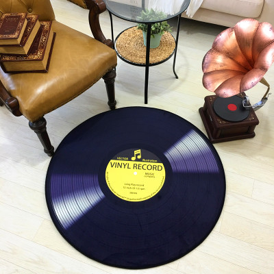 Picture of Cross-border Retro Fashion Personalized Music Vinyl Records Round Non-slip Living Room Bedroom Stool Floor Mat Carpet