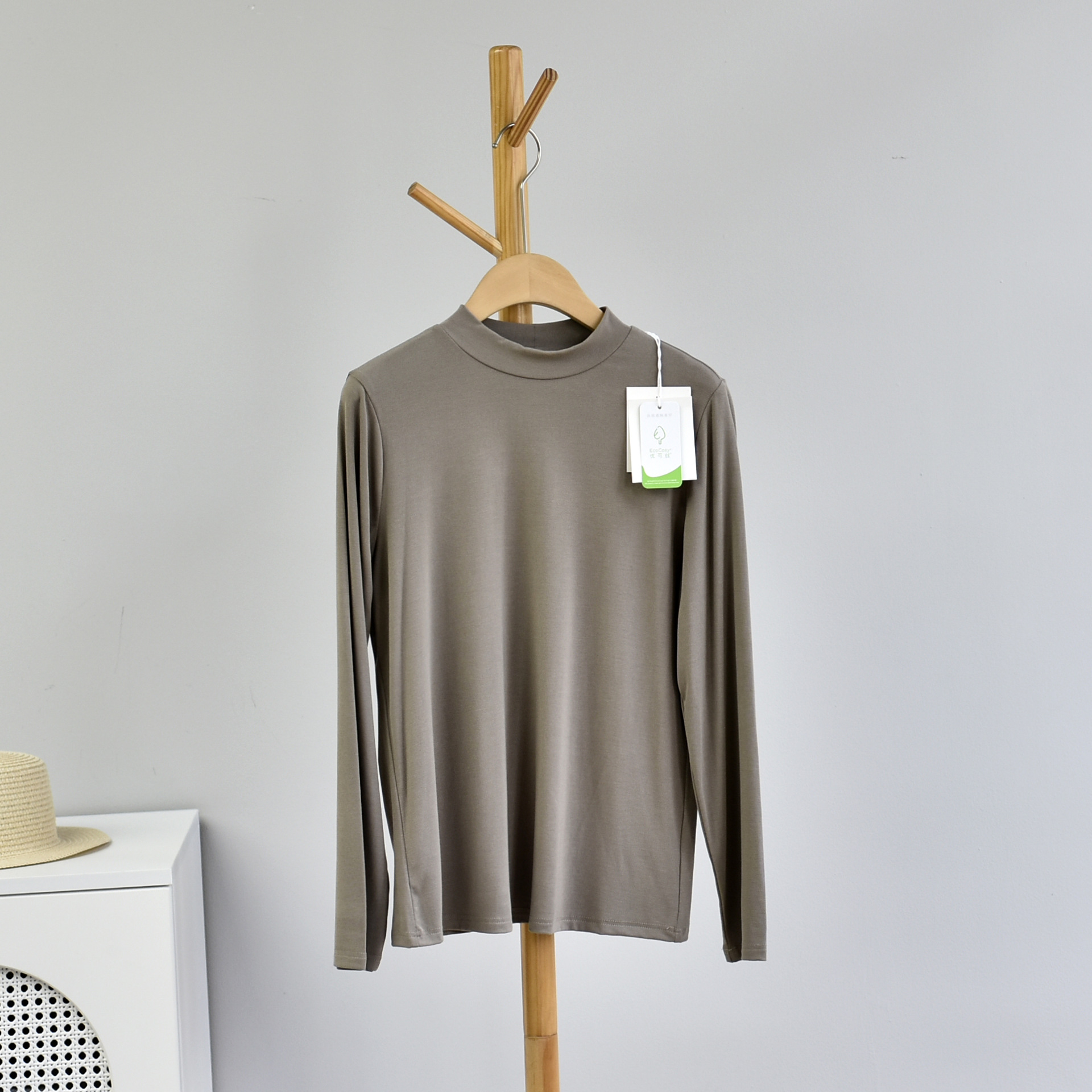 Picture of [Every Shirt with Middle Collar] Autumn Women's Clothing Boutique New Eco Silk Mid-Collar High-Count High-Density Women's Clothing Very Thick Bottoming Shirt
