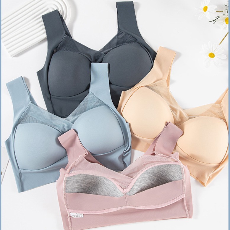 Seamless Steel Ring Vest Ice Silk Beautiful Back Bra Sexy Sports Underwear Women's Side Gathering Plastic Tube