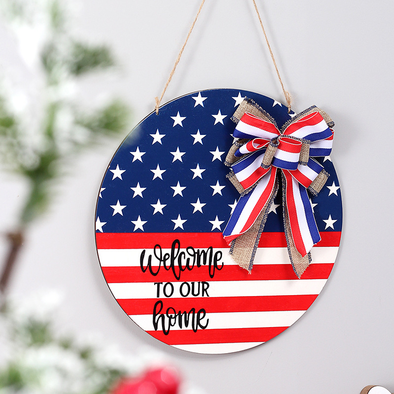 Picture of Cross-border in Stock American Independence Day wooden door decoration hanging flag home holiday decoration door hanging plate