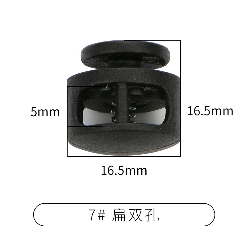Picture of Manufacturer Plastic Adjustable Elastic Belt Spring Buckle with Rope Pig Nose Buckle Single and Double Holes Round Black Transparent Drawstring Buckle