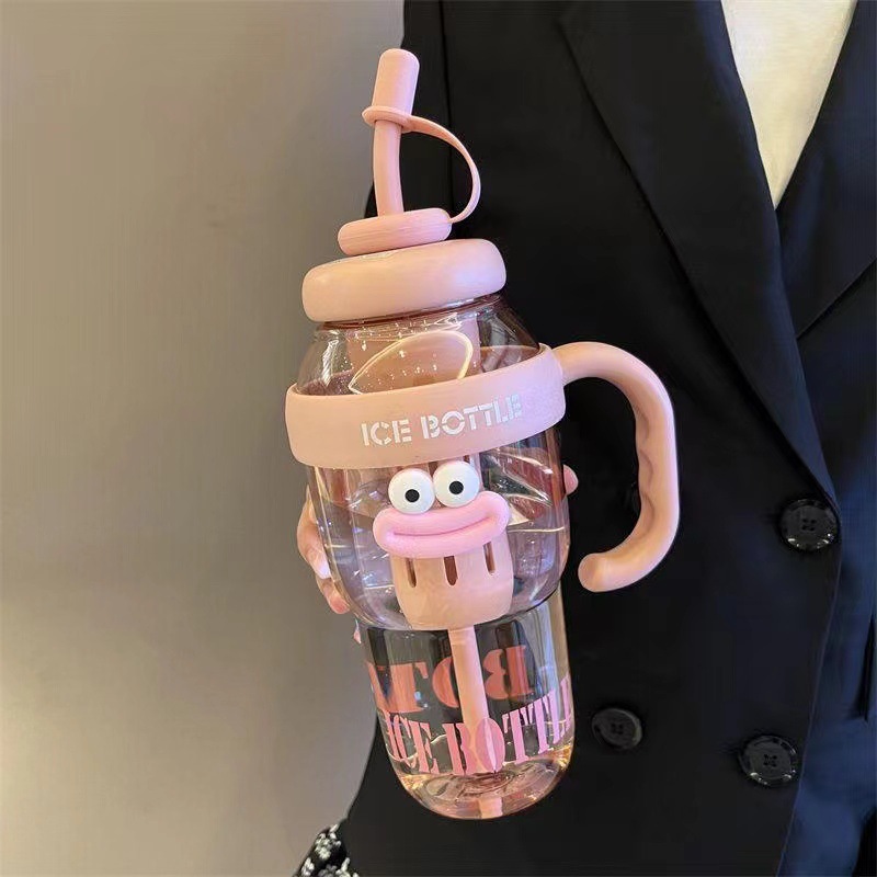Picture of Lucky Belly Cup Large Capacity Big Mac Water Cup Tea Leakage Scented Tea Suction Tube Cup High Color Value Handle Convenient Ice Cup