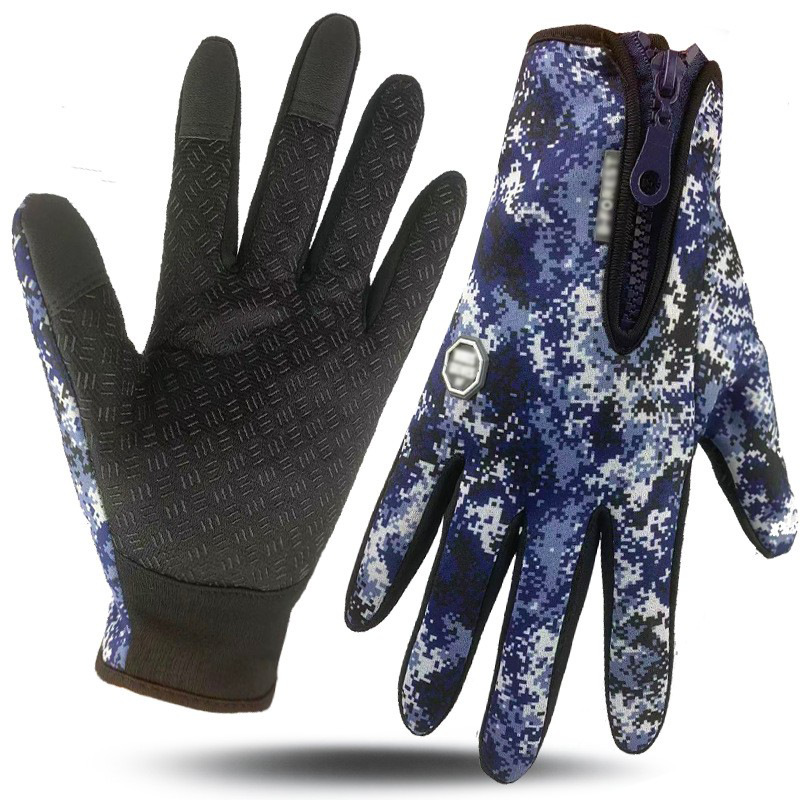 Picture of Touch Screen Gloves Winter Warm Fleece Gloves for Men and Women Cycling Outdoor Sports Non-Slip Snow Mountaineering Zipper Motorcycle