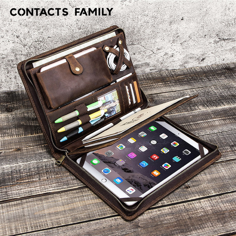 Picture of For Apple ipadpro10.5 protective cover crazy horse cow belt pen slot zipper multi-functional flat protective cover