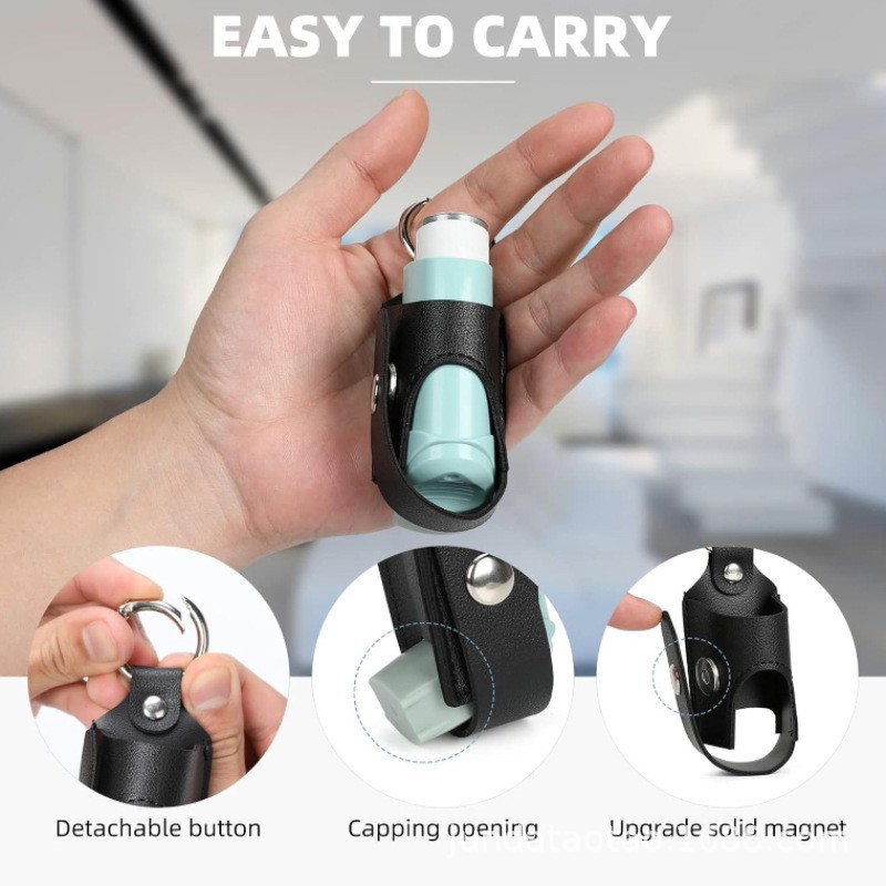 Cross-border Hot Sale Cough Bacteriostatic Spray Bottle Leather Case PU Leather Single Portable Storage Bag Cough and Asthma Spray Bag