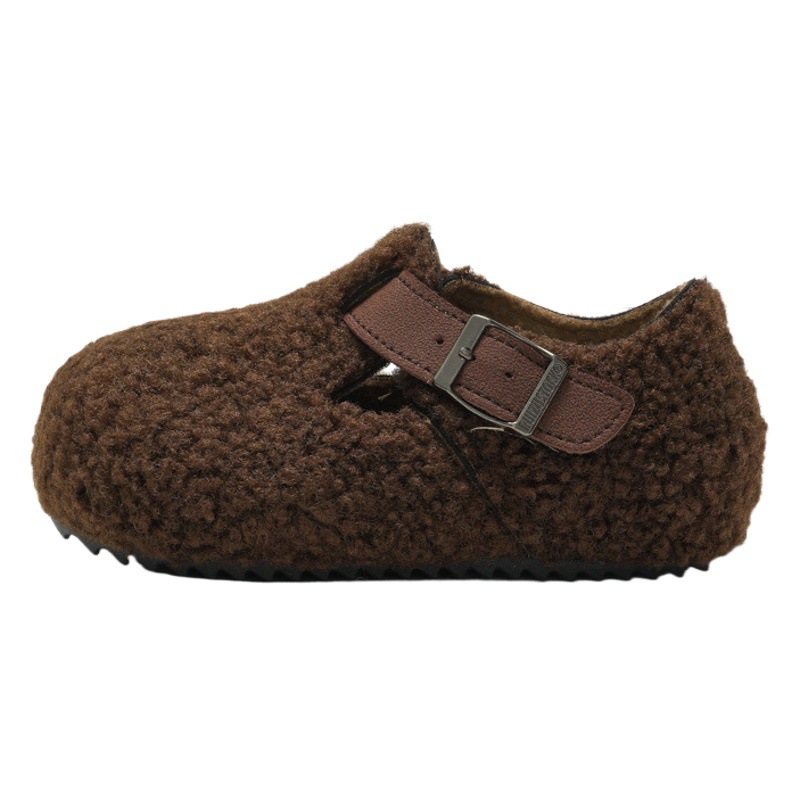 RUIZUSTOCK autumn and winter new children's cork fur shoes warm boys casual shoes fleece-lined girls cotton shoes