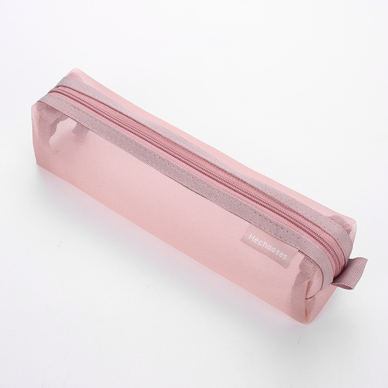 Picture of Thickened square simple transparent mesh pencil case large capacity pencil case student examination stationery bag storage box wholesale