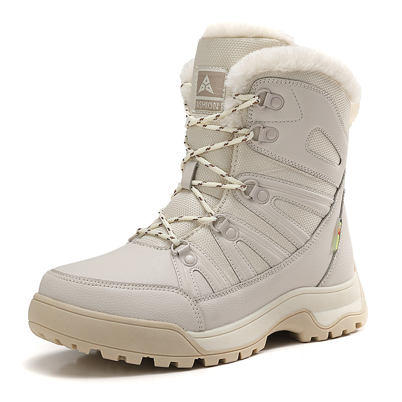 Snow Boots for Mountain Climbing Snow Boots Women's Waterproof Non-slip Winter fleece-lined Thickened Ski High-top Northeast Cotton Shoes