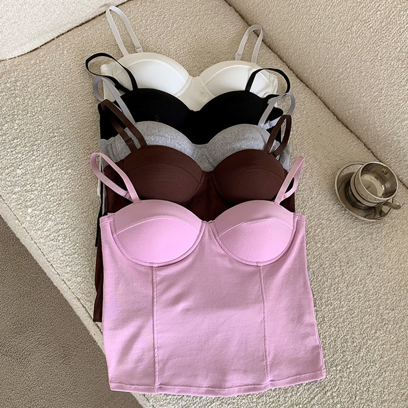 2022 new one-piece non-steel ring Sports ladies camisole gathered bra back bra wrap chest wholesale