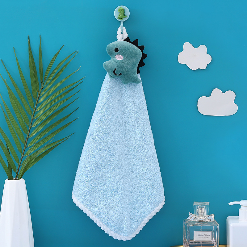 Picture of Hand towel cute hanging coral fleece household absorbent kitchen bathroom children cartoon hand towel factory wholesale