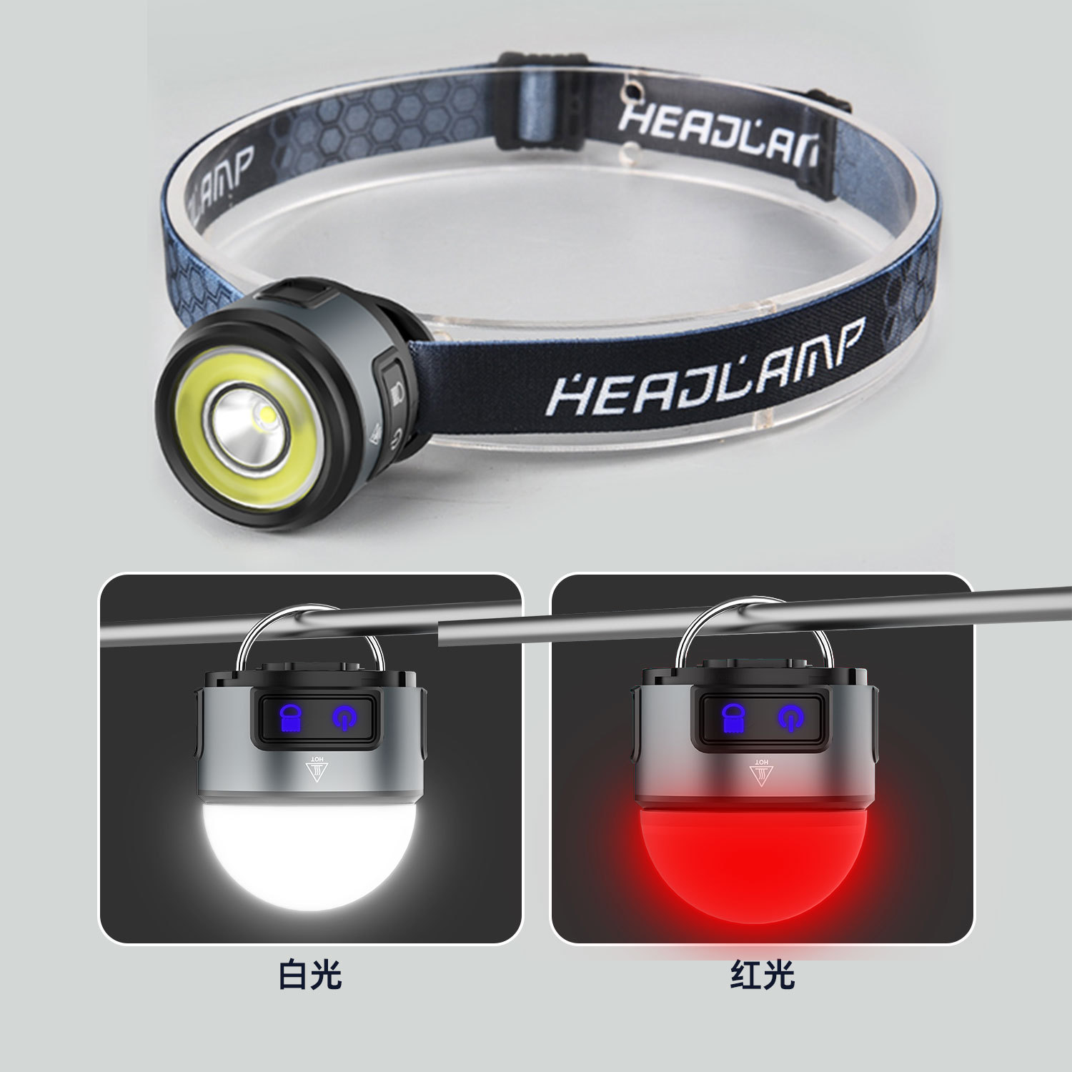 Cross-border hot sale multi-purpose mini head-mounted headlight LED portable camping light Type-C rechargeable cap clip light